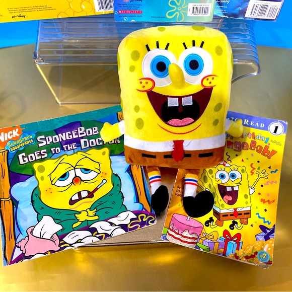 SPONGEBOB SQUAREPANTS NICK JR VINTAGE BUNDLE CUDDLE PLUSH & 5 SPONGEBOB BOOKS - Picture 4 of 15